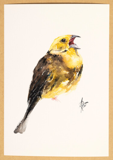 Schilderij getiteld "yellowhammer print" door Andrzej Rabiega, Origineel Kunstwerk, Digitale afdruk