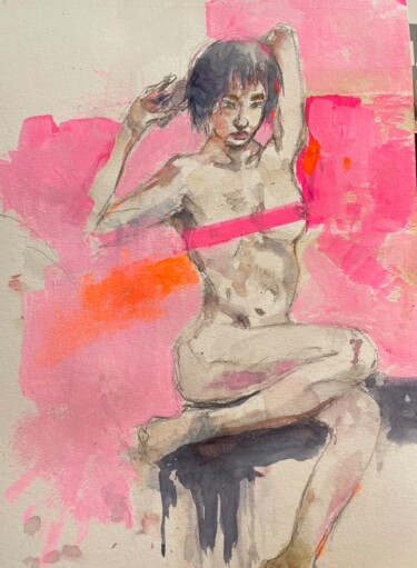 Pintura intitulada "Nude life drawing #…" por Andy Fung, Obras de arte originais, Acrílico