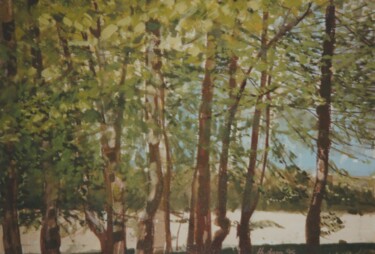 Peinture intitulée "L'Allée des Charmes…" par Andy Hudson, Œuvre d'art originale, Gouache