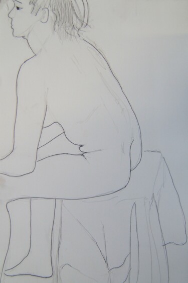 Dessin intitulée "Aïssa seated, facin…" par Andy Hudson, Œuvre d'art originale, Crayon