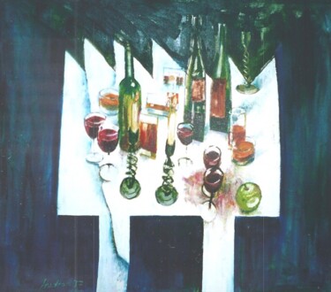 Painting titled "Table -5: the party" by Andy Hudson, Original Artwork, Oil