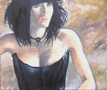 Painting titled "La belle femme qui…" by Andy Hudson, Original Artwork, Oil