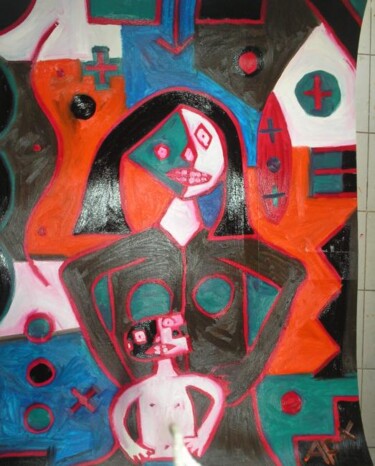 Painting titled "femme et son enfant" by Andy Pilgrimm, Original Artwork