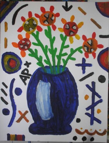 Painting titled "bouquet de fleurs" by Andy Pilgrimm, Original Artwork