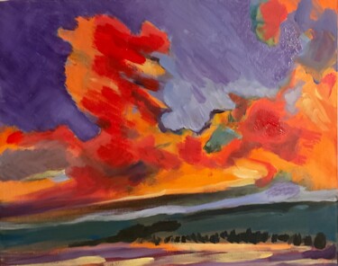 绘画 标题为“Wolken im Abendlicht” 由Anette Kraemer, 原创艺术品, 丙烯
