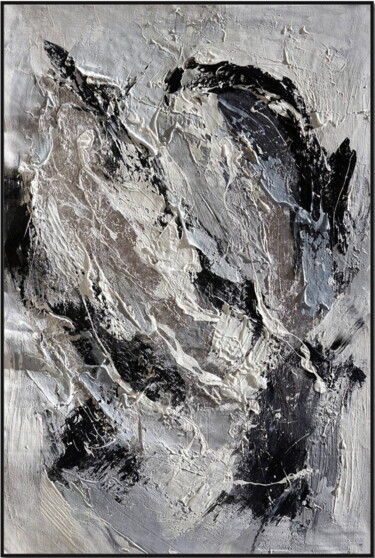 绘画 标题为“Monochrome Maelstrom” 由Angel Chau, 原创艺术品, 丙烯 安装在木质担架架上