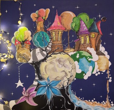 Картина под названием "Детские сны" - Angel Force, Подлинное произведение искусства, Акрил Установлен на картон