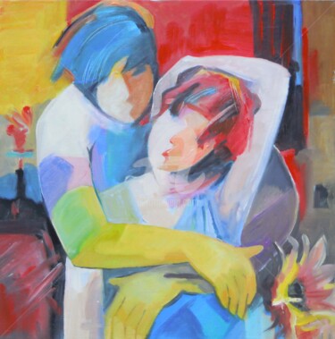 Peinture intitulée "The Embrace" par Angela Brittain, Œuvre d'art originale, Huile