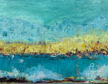 Картина под названием "Wald Land Fluss" - Angela Sommer, Подлинное произведение искусства, Масло Установлен на Деревянная ра…