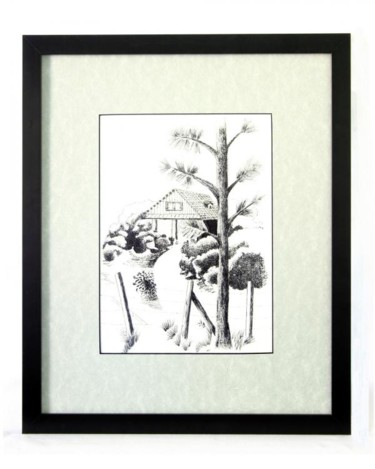 Drawing titled "Casa no campo" by Angelica Trompieri, Original Artwork, Ink