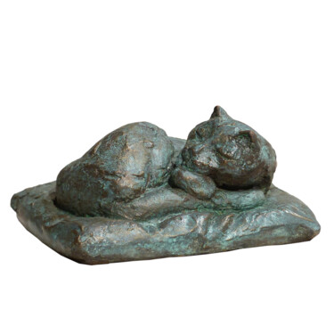 Sculpture titled "Schlafende Katze" by Angelika Kienberger, Original Artwork, Bronze