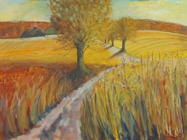 Картина под названием "Autumn on the Island" - Angelika Scheibler, Подлинное произведение искусства, Темпера