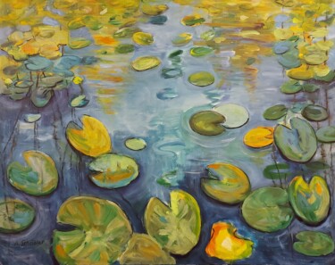 Schilderij getiteld "Water Lilies" door Angelika Scheibler, Origineel Kunstwerk, Acryl