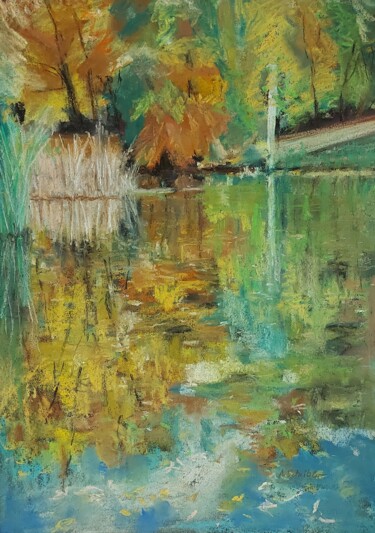 Pintura intitulada "Autumn mood by the…" por Angelika Scheibler, Obras de arte originais, Pastel