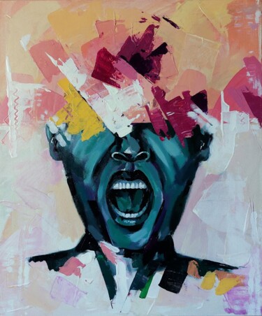 Painting titled "Silent scream" by Angelina Grebenkina, Original Artwork, Acrylic