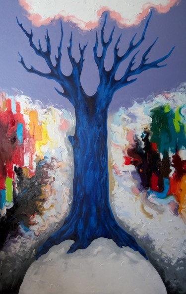 Pittura intitolato "Лунное дерево" da Angelina Damenia, Opera d'arte originale, Olio