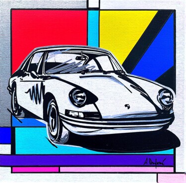 Painting titled "Porsche 901" by Angélique Dufossé, Original Artwork, Acrylic Mounted on Wood Stretcher frame