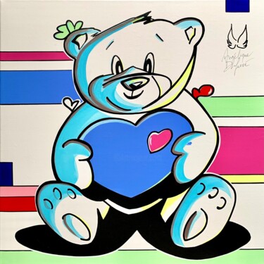 Peinture intitulée "Nounours coeur" par Angélique Dufossé, Œuvre d'art originale, Acrylique