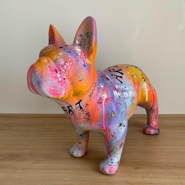 Sculptuur getiteld "Sculpture Bulldog P…" door Angélique Louail, Origineel Kunstwerk, Graffiti