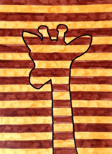 Zeichnungen mit dem Titel "Girafe" von Angelique Mouton, Original-Kunstwerk, Marker