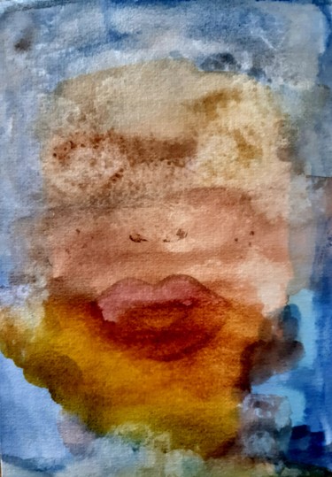 Peinture intitulée "Face cachée" par Angelique Mouton, Œuvre d'art originale, Aquarelle