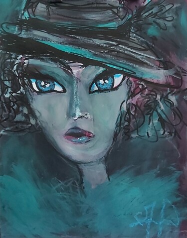 Painting titled "Lady Jane" by Angélique Pécriaux, Original Artwork, Acrylic