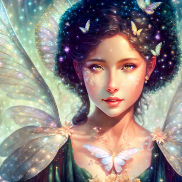 Arts numériques intitulée "Portrait of  fairy" par Angelo Arcamone, Œuvre d'art originale, Image générée par l'IA