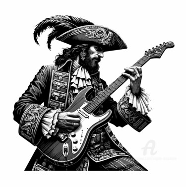 Digitale Kunst getiteld "portrait pirate man…" door Angelo Arcamone, Origineel Kunstwerk, AI gegenereerde afbeelding