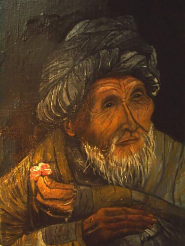 绘画 标题为“Old Afghan Man” 由Angelo Marcelli, 原创艺术品, 油 安装在木质担架架上