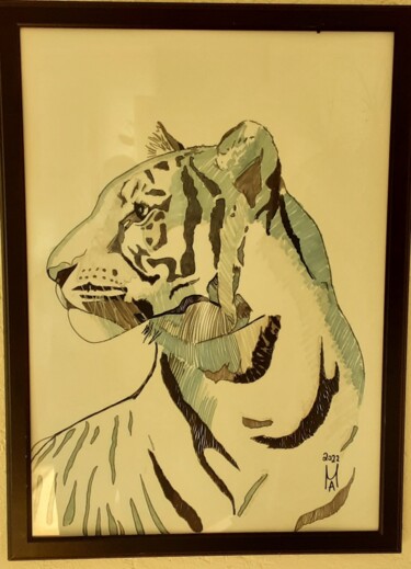 「Tigre  siberiana.」というタイトルの絵画 Angelo Marzulloによって, オリジナルのアートワーク, グラファイト