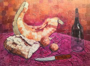 Peinture intitulée "Pain et Citrouille" par Philippe Jamin, Œuvre d'art originale, Huile