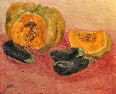 Schilderij getiteld "Citrouille et auber…" door Philippe Jamin, Origineel Kunstwerk, Olie