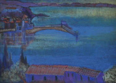 Dibujo titulada "Collioure, vue depu…" por Philippe Jamin, Obra de arte original, Pastel