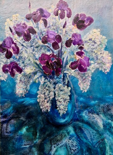 Картина под названием "Iris et Glycine" - Philippe Jamin, Подлинное произведение искусства, Масло Установлен на Деревянная р…