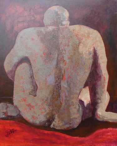 Painting titled "L'homme de dos" by Philippe Jamin, Original Artwork, Oil