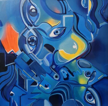 Pintura titulada "Blue Noise" por Angelycreation, Obra de arte original, Oleo