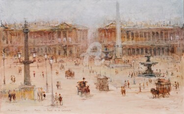 Painting titled "Paris, la place de…" by Andrey Guk, Original Artwork, Oil