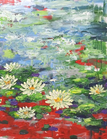 Pittura intitolato "Water lily  Flower…" da Anh  Tuan Le, Opera d'arte originale, Acrilico