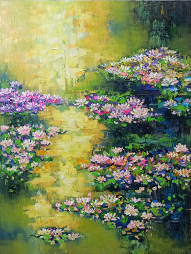 Painting titled "Water lily, Flower…" by Anh  Tuan Le, Original Artwork, Acrylic