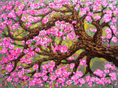 Schilderij getiteld "Peach blossom in Sp…" door Anh  Tuan Le, Origineel Kunstwerk, Acryl