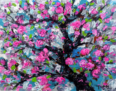 Pintura intitulada "Peach blossom in Sp…" por Anh  Tuan Le, Obras de arte originais, Acrílico
