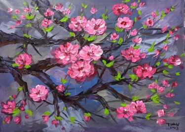 Pintura titulada "Cherry blossoms blo…" por Anh  Tuan Le, Obra de arte original, Acrílico