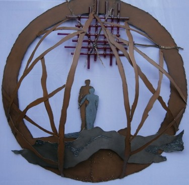 Sculpture titled "L’horloge de l’Amour" by Aniko, Original Artwork, Metals