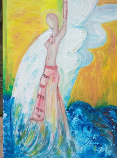 Painting titled "Angel" by Simionescu Elena, Original Artwork, Oil