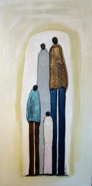 Картина под названием "Portrait de famille…" - Anik Lachance, Подлинное произведение искусства