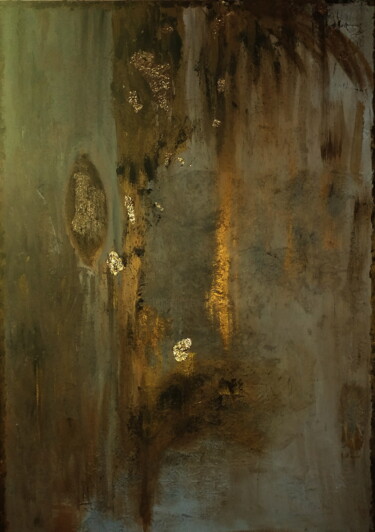 제목이 "Dirty Gold"인 미술작품 Anima E Mela로, 원작, 아크릴 나무 들것 프레임에 장착됨