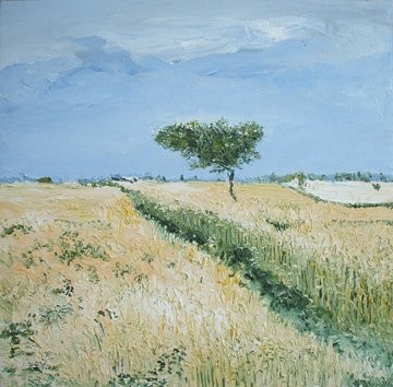 Peinture intitulée "Wheat Fields With T…" par Animesh Roy, Œuvre d'art originale, Huile