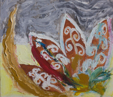 Peinture intitulée "Абстракция Листья" par Ianina Chuprina, Œuvre d'art originale, Huile