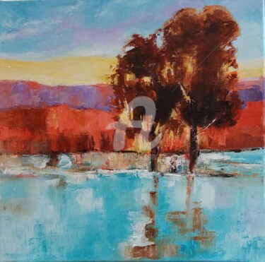 Painting titled "PAYSAGE DE PAIX" by Anita Boche, Original Artwork, Oil