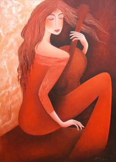 Painting titled "Melancholie" by Anita Burnaz, Original Artwork